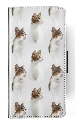 Klappetui für Apple iPhone 12, Kunstleder, Motiv: Kätzchen mit koreanischem Bobtail-Katzenmuster, Nr. A2#4 von Foxercases