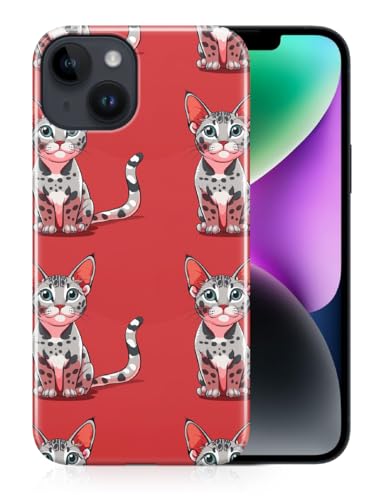 Schutzhülle für Apple iPhone 14 Plus, Motiv: Ägyptische Mau-Katze, Feline-Muster, # A2#4, aus Polykarbonat von Foxercases