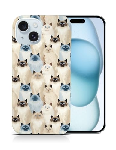 Schutzhülle für Apple iPhone 15 (aus Polykarbonat, mit niedlichem Vogel-Katzen-Muster, Nr. A1#1) von Foxercases