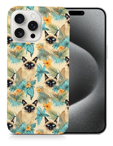 Schutzhülle für Apple iPhone 15 Pro Max aus Polycarbonat, Motiv: süßes balinesisches Kätzchen, Feline-Muster #A1#2 von Foxercases