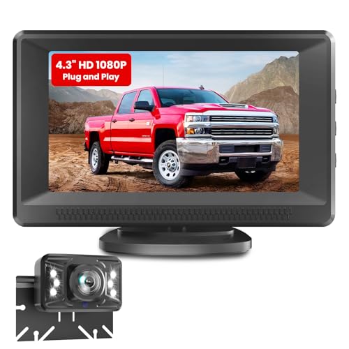 Rückfahrkamera Leicht Einzurichten Plug-Play: Farbe Klare Nachtsicht DIY-Anleitungen Keine Verzögerung Auto Rückfahrkamera mit 4,3” LCD-Monitor IP69 Wasserdicht Parkhilfe-System für LKW/SUV Foxpark von Foxpark