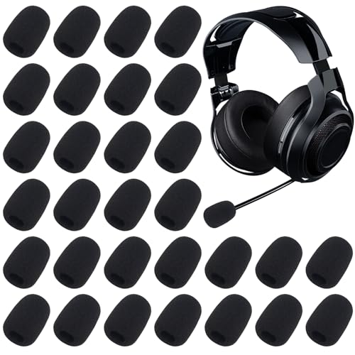 30 Stück Popschutz Mikrofon,Schaumstoff-Windschutz für Mikrofone,Mini Handmikrofon Headset Windschutzscheibe,Guter Elastizität,für Klein Mikrofon,Lavalier-Kopfhörer(Schwarz) von Foyods