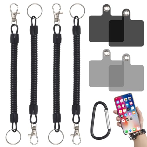 4 Pack Handyband mit Karabiner mit 4 Patches und 1 PCS schwarz Karabiner-Clip, Lanyard Handy Anti-Diebstahl-Telefon-Band mit Karabiner Anti-Drop Outdoor Skifahren Wandern Radfahren Angeln 4 Pack Handyband mit Karabiner mit 4 Patches und 1 PCS schwarz Karabiner-Clip, Lanyard Handy Anti-Diebstahl-Telefon-Band mit Karabiner Anti-Drop Outdoor Skifahren Wandern Radfahren Angeln von Foyods