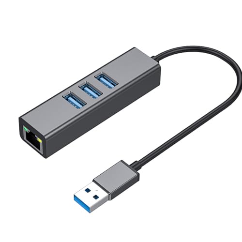 Foyucool USB auf RJ45 Netzwerk-Port-Splitter Gigabit, externe verkabelte Netzwerkkarte, Computer-HUB, Laufwerksfrei, grau von Foyucool