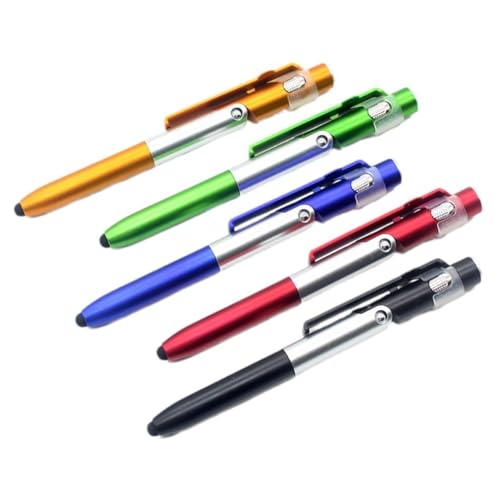 Fozriybefy 10 Stück 4-In-1-Multifunktions-Kugelschreiber mit LED-Licht, Zusammenklappbarer Telefonhalter, Nachtlesegerät, Schreibstift, Büro, Schule von Fozriybefy
