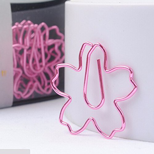 Fozriybefy 12 Stueck/Menge TOP QUALITaeT Ueberzogene Rosa Bueroklammern Papiernadel Lesezeichen Metall Memo Clip Schreibwaren Kirschblueten Box Clips von Fozriybefy
