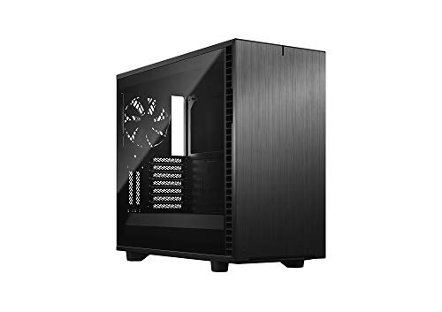 Fractal Design Define 7 Black TG Dark Modulares Silent E-ATX Mid Tower PC-Gehäuse aus Aluminium/Stahl mit seitlichem Fenster aus dunkel getöntem Tempered Glass, schwarz von Fractal Design