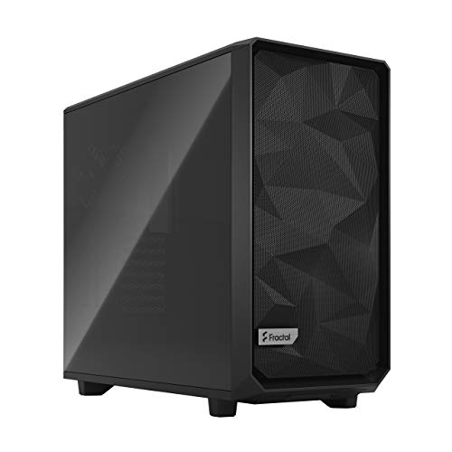 Fractal Design Meshify 2 Black TG Dark, Flexibles ATX Computer Gehäuse mit dunkel getöntem Tempered Glass Seitenteil, schwarz von Fractal Design