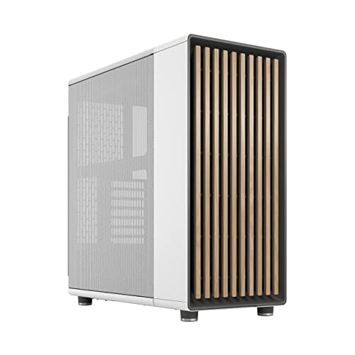 Fractal Design North Chalk White - Wood Oak Front - Mesh Side Panels - Two 140mm Aspect PWM Fans Included - Intuitive Interior Layout Design - ATX Mid Tower PC Gaming Case von Fractal Design