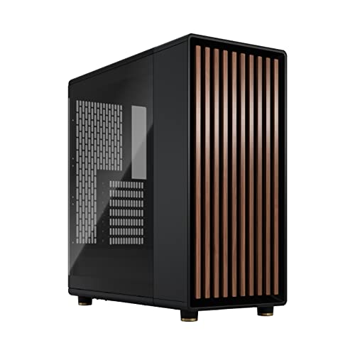 Fractal Design North Charcoal Black Tempered Glass Dark - Wood Walnut front - Glass side panel - Two 140mm Aspect PWM fans included - Intuitive interior layout design - ATX Mid Tower PC Gaming Case von Fractal Design