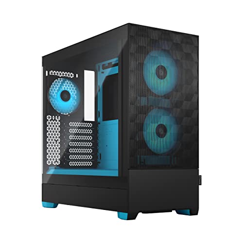Fractal Design Pop Air RGB Cyan Core - Tempered Glass Clear Tint - Honeycomb Mesh Front – TG Side Panel - Three 120 mm Aspect 12 RGB Fans Included – ATX High Airflow Mid Tower PC Gaming Case von Fractal Design