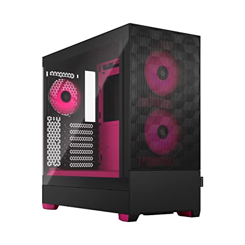 Fractal Design Pop Air RGB Magenta Core - Tempered Glass Clear Tint - Honeycomb Mesh Front – TG Side Panel - Three 120 mm Aspect 12 RGB Fans Included – ATX High Airflow Mid Tower PC Gaming Case von Fractal Design