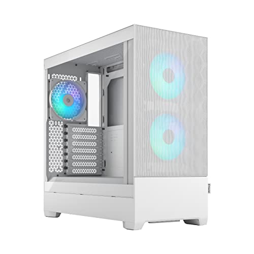 Fractal Design Pop Air RGB White - Tempered Glass Clear Tint - Honeycomb Mesh Front – TG Side Panel - Three 120 mm Aspect 12 RGB Fans Included – ATX High Airflow Mid Tower PC Gaming Case von Fractal Design
