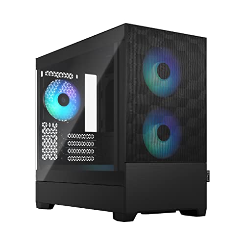 Fractal Design Pop Mini Air RGB Black - Tempered Glass Clear Tint - Honeycomb Mesh Front – TG Side Panel - Three 120 mm Aspect 12 RGB Fans Included – mATX High Airflow PC Gaming Case von Fractal Design
