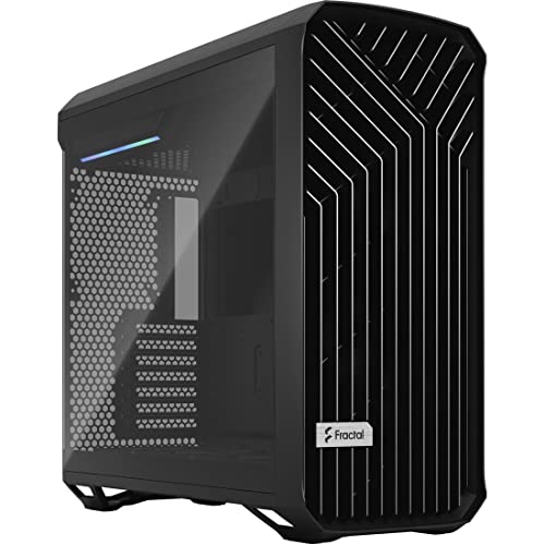 Fractal Design Torrent Black - Dark Tint Tempered Glass Side Panel - Open Grille for Maximum air Intake - Two 180mm PWM and Three 140mm Fans Included - Type C - ATX Airflow Mid Tower PC Gaming Case von Fractal Design