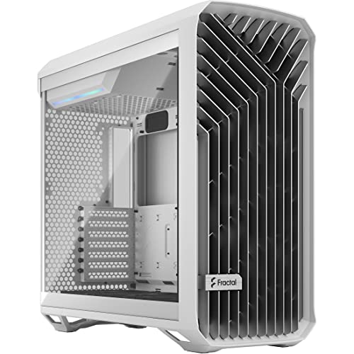 Fractal Design Torrent White - Clear Tint Tempered Glass Side Panel - Open Grille for Maximum air Intake - Two 180mm PWM and Three 140mm Fans Included - Type C - ATX Airflow Mid Tower PC Gaming Case von Fractal Design