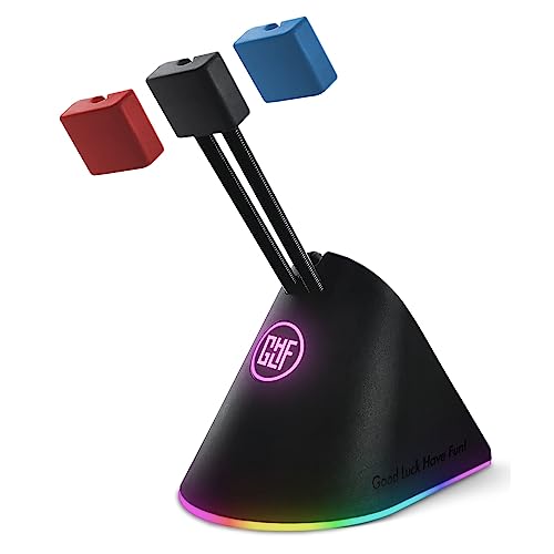 FragON - Citadel RGB Mouse Bungee mit 3 bunten Clips, Maus-Kabelmanagement-Gerät, PC-Gaming-Maus-Bungee, für Esport-Level-Leistung, gewichtete Basis, rutschfeste Füße (Schwarz) von FragON