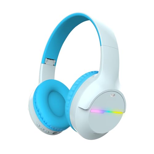 Kabellose Bluetooth-Kopfhörer, Bunte Lichter, große Akku-Kapazität, faltbar, Bluetooth 5,3, 10 m Reichweite, Stereo-Surround-Funktion, integriertes Mikrofon, bequem befestigte Ohren (blau) von Fragolucyou