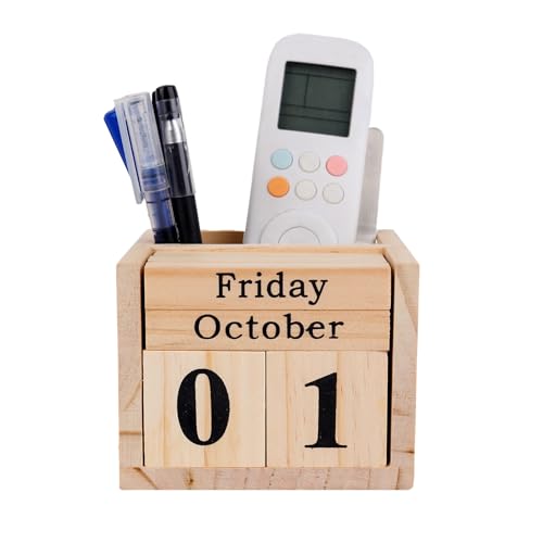 Framendino, Ewiger Kalender aus Holzblöcken, mit Stifthalter, Tisch-Organizer für Zuhause, Büro, Schreibtisch-Ornament Framendino, Ewiger Kalender aus Holzblöcken, mit Stifthalter, Tisch-Organizer für Zuhause, Büro, Schreibtisch-Ornament von Framendino