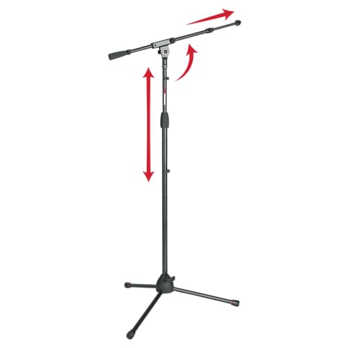Gator Frameworks Stativ-Mikrofonständer mit Softgrip-Drehkupplung, Auslegerarm und 3/8"- und 5/8"-Adaptern; Min/Max-Höhe - 6"/99" (GFW-MIC-2020), schwarz von Gator Frameworks