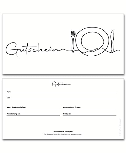 Frank Paperman | 5x Gutschein für Kunden | Gastronomie | Gutschein Restaurant als Geschenkkarten | Gutschein Vordruck | DIN Lang von Frank Paperman
