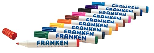 FRANKEN Board-Marker, nachfüllbar, 2-6 mm runde Spitze, 10 Stück, farblich sortiert, Z1901 von Franken