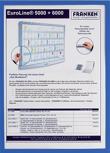 FRANKEN Dokumentenhalter Frame It X-tra!Line, DIN A3, magnetisch, blau, ITSA3M 03 von Franken