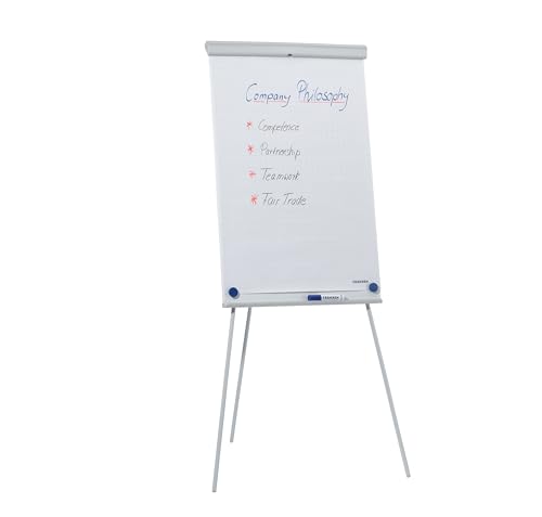 FRANKEN Flipchart, Beschreibbar, Magnetisch, Dreibeinstativ, 68 x 105 cm, Höhenverstellbar, inkl. Papierhalterung und Stifteablage, X-tra!Line Standard, EL-FC20 von Franken