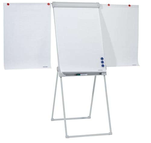 FRANKEN Flipchart, Beschreibbar, Magnetisch, Mit Seitenarmen, Dreibeinstativ, 67 x 95 cm, Höhenverstellbar, inkl. Papierhalterung und Stifteablage, PRO Deluxe Standard, FC84 von Franken