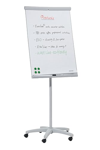 FRANKEN Flipchart, Beschreibbar, Magnetisch, Mobil, Mit Rollen, Whiteboard mit Ständer, Papierhalterung und Stifteablage, 70 x 100 cm, U-Act! Line Mobil, FC91 von Franken