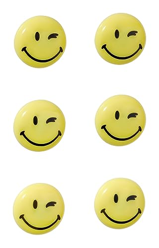 FRANKEN Happy Magnets, Magnete mit Smiley rund, 6 Stück, Hochwertige Haftmagnete für Büro und Haushalt, ideal für Whiteboards, Kühlschrank, Plantafeln oder Schaukästen, 30 mm, Gelb, HM30S/6 von Franken