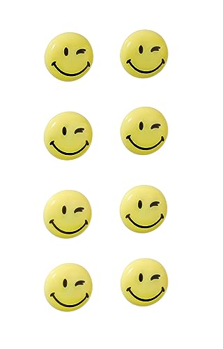 FRANKEN Happy Magnets, Magnete mit Smiley rund, 8 Stück, Hochwertige Haftmagnete für Büro, Haushalt, Werkstatt, ideal für Whiteboards, Kühlschrank, Plantafeln oder Schaukästen, 20 mm, Gelb, HM20S/8 von Franken