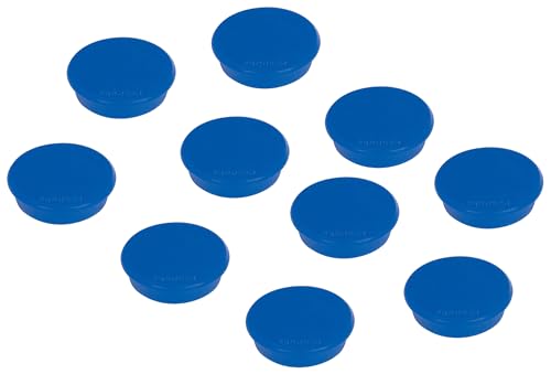 FRANKEN Magnete Rund, 10 Stück, Hochwertige Haftmagnete für Büro, Haushalt, Werkstatt, ideal für Whiteboards, Kühlschrank, Plantafeln oder Schaukästen, 24 mm, Blau, HM20 03 von Franken