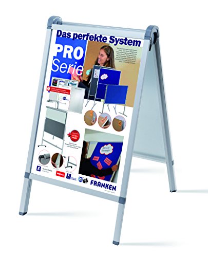 FRANKEN Plakatständer Kundenstopper A1 mit Klapprahmentechnik, freistehend, doppelseitig, Aluminiumrahmen, Outdoor PRO, BS1309 von Franken