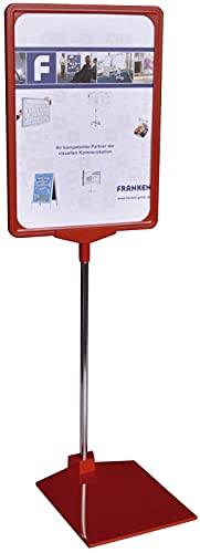 FRANKEN Preisständer, Info-Ständer A4, Freistehend, höhenverstellbar, tragbar, 210 x 620 x 10 mm, rot, PSM A4 01 von Franken