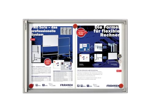 FRANKEN Schaukasten X-tra!Line für den Innenbereich, Klapptür, 2x A4, 51 x 37 x 3 cm, weiß, magnetisch, mit Aluminiumrahmen zur Wandmontage, FSA2 von Franken