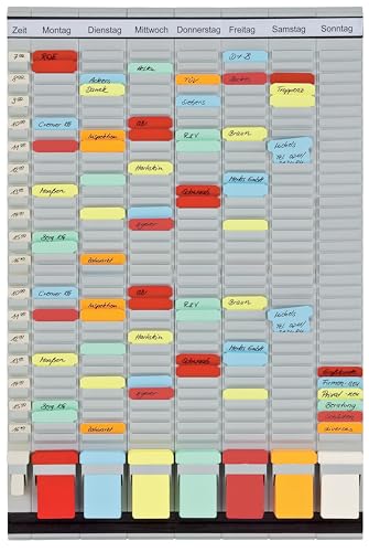 FRANKEN T-Kartentafel 7-Tage Wochenplaner, 47,4 x 78 cm, 7 Träger + 1 Index, 35 Schlitze, PV-SET3 von Franken