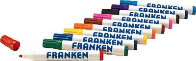 FRANKEN Weisswandtafel-Marker Rundsp. Strichst. ca. 2-6mm Pigmenttinte trocken abwischb. farb.sort. schwarz rot blau gruen 10Stueck (Z1901) von Franken