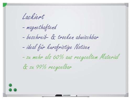 FRANKEN Whiteboard, Schreibtafel U-Act!Line®, lackiert, magnetisch, beschreibbar, trocken abwischbar, mit Aluminiumrahmen, Magnettafel zur Wandbefestigung, Weiß, 60 x 40 cm, SC914060 von Franken