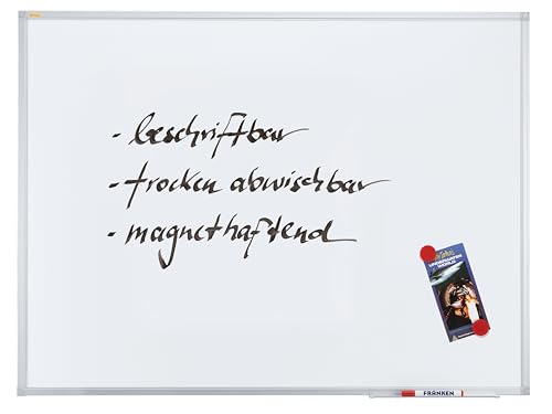 FRANKEN Whiteboard, Schreibtafel X-tra!Line, emailliert, magnetisch, beschreibbar, trocken abwischbar, mit Aluminiumrahmen, Magnettafel zur Wandbefestigung, 60 x 45 cm, SC3212 von Franken