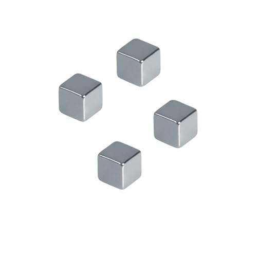 FRANKEN Würfelmagnete, 4 Stück, Hohe Haftkraft, Hochwertige Magnete für Büro, Haushalt, Werkstatt, ideal für Whiteboards, Kühlschrank oder Schaukästen, Würfel 10 x 10 mm, Silber, HMN1010 von Franken