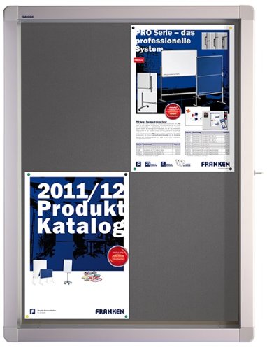 Franken SK4PTE12 Schaukasten (4 x DIN A4 Filz, Format 53 x 70.4 x 4.5 cm) grau von Franken