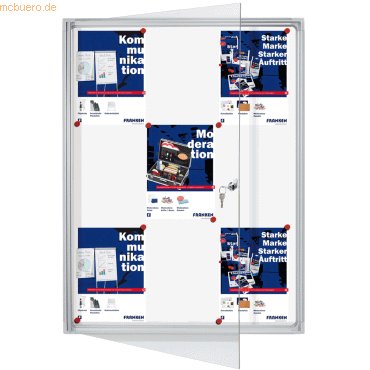 Franken Schaukasten X-tra!Line 73x98x3,5cm silber mit Whiteboard für I von Franken