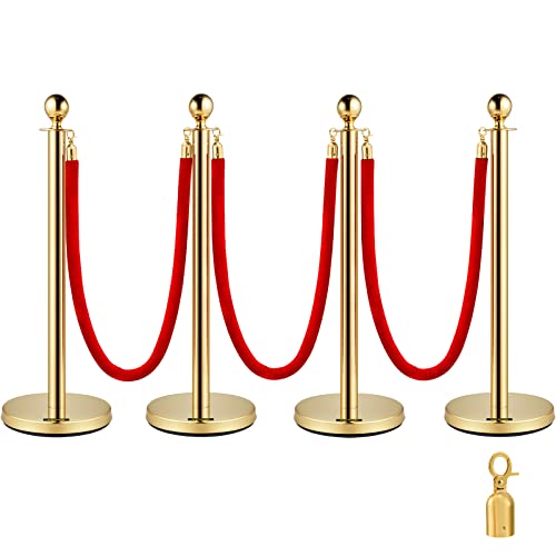 Frantools Edelstahl Absperrpfosten Seil Abgrenzungsständer Kugelkopf 3 Rote Samtseile Goldene Säule 4 Packung Frantools Edelstahl Absperrpfosten Seil Abgrenzungsständer Kugelkopf 3 Rote Samtseile Goldene Säule 4 Packung von Frantools