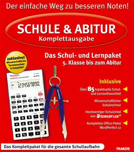 Schule & Abitur, Komplettausgabe, 18 CD-ROMs u. 2 DVD-ROMs Das Schul- und Lernpaket 5. Klasse bis zum Abitur. Der einfache Weg zu beseren Noten! Für Abitur und Matura. Für Windows 98SE/Me/XP von Franzis