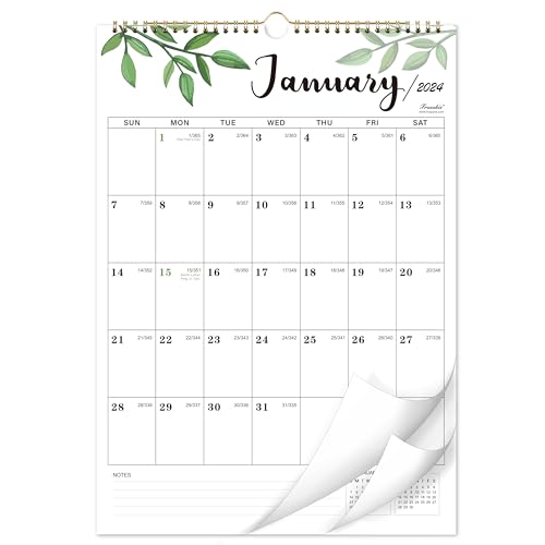 Kalender 2024 - Vertikaler Wandkalender 2024, Januar 2024 bis Dez. 2024, 30,5 x 43,2 cm, Monatskalender 2024 mit Julianischem Datum, perfekt zum Planen von Frasukis