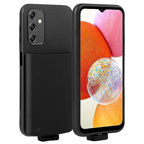 Akkuhülle für Samsung Galaxy A14 5G, schlanke Powerbank, tragbar, schützend, erweiterter Akku, Ladehülle Galaxy A14 5G mit Displayschutzfolie, Kamera, Objektivschutz, Handy-Batterie-Ladegerät von Fraternize