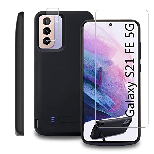 Battery Case for Samsung Galaxy S21 FE 5g Phone Cases, 5000mAh Slim Portable Rechargeable Extended Battery Chargers Power Bank Galaxy S21fe Charging case with Screen Protector Camera Protectors von Fraternize