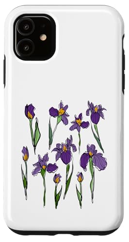 Damen Iris Blume Botanische Wildblumenblumenblumenblumen Hülle für iPhone 11 Damen Iris Blume Botanische Wildblumenblumenblumenblumen Hülle für iPhone 11 von Frauen Blumenblumen Boho Grafik