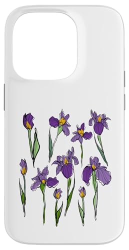 Damen Iris Blume Botanische Wildblumenblumenblumenblumen Hülle für iPhone 14 Pro Damen Iris Blume Botanische Wildblumenblumenblumenblumen Hülle für iPhone 14 Pro von Frauen Blumenblumen Boho Grafik